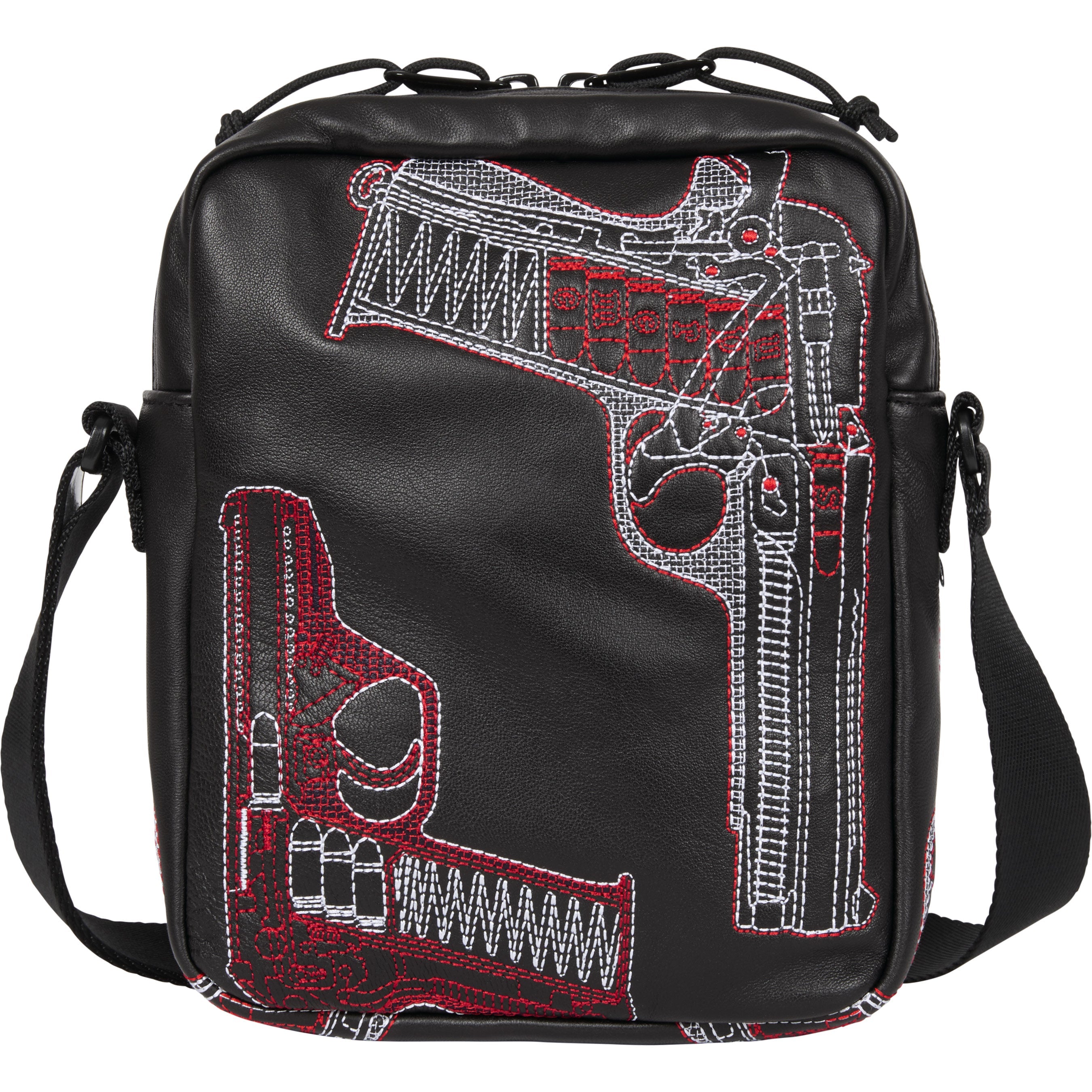 Guns Embroidered Leather Shoulder Bag view 6